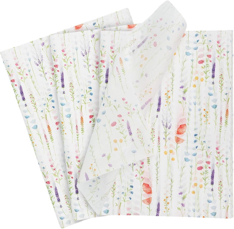 Ethanberg 60 Sheets Gift Wrapping Tissue Paper Bulk, Purple Lavender Wildflower Tissue Paper for Gift Bags, Decorative Art Papers for DIY Crafts Wedding Birthday Baby Showers Holiday Party Decor, 20x14 Inches - Image 1